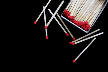 open Matchbox isolated on black background