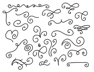 Hand drawn swirl set vector