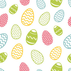 Easter egg seamless pattern. Cupcakes ostern background with eggs and flowers