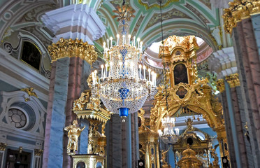 Fototapeta na wymiar Ceiling of Saints Peter and Paul Cathedral, Saint Petersburg, Russia - July 2016