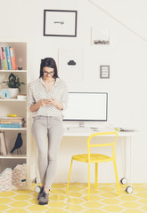 Young Beautiful Businesswoman Texting