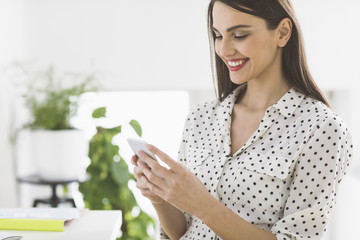 Young Beautiful Businesswoman Texting
