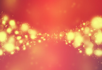 Dark Red sparkles glitter defocused rays lights gold bokeh abstract holiday background.