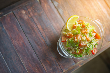 Fresh vegetable salad on the table.