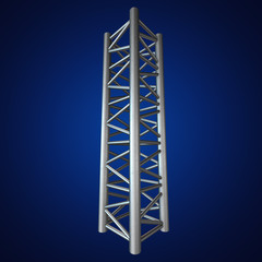 Steel truss girder element. 3d render on blue