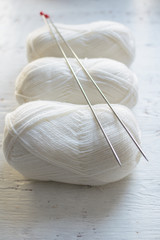 Yarn knitting white.