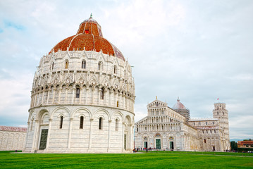 Square of Miracles and the Leaning Tower of Pisa, wide angle