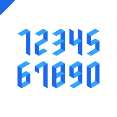 Collection of the isometric sport numbers set. Vector illustration font