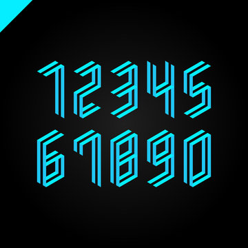 Collection of the isometric sport numbers set. Vector illustration font
