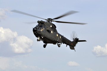 Fototapeta na wymiar Helicóptero de transporte Super Puma