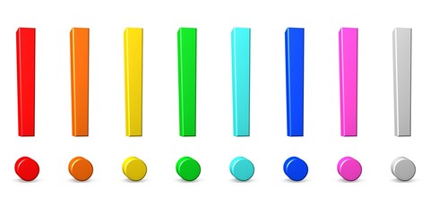exclamation mark colored 3d isolated business symbol set