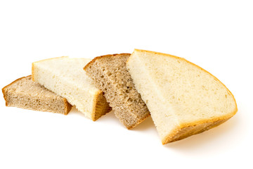 Pieces of white bread and black rye bread