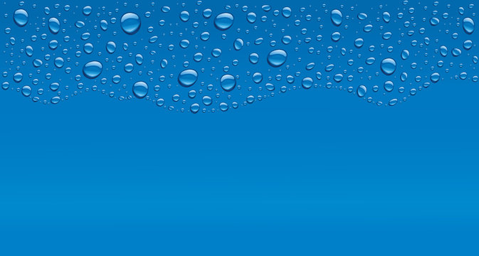 water drops on blue background with place for text