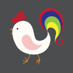 Cute rooster cartoon, vector illustration