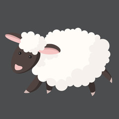 Cute sheep cartoon, vector illustration