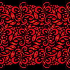Traditional Russian vector seamless pattern in khokhloma style. Can be used for banner, card, poster, invitation etc.