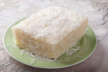 Brazilian traditional dessert: sweet couscous (tapioca) pudding (cuscuz doce)