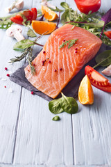 Raw salmon fillet