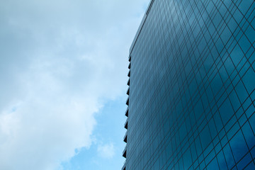High-rise buildings and blue sky