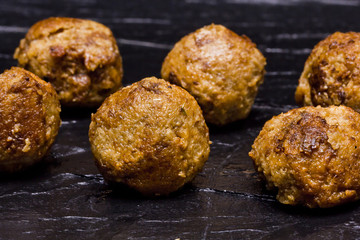cooked vegan meatballs with tofu and seitan