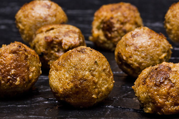 cooked vegan meatballs with tofu and seitan