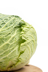 Head of green cabbage with copy space