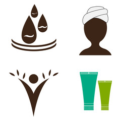 Set of different spa icons on a white background, Vector illustration