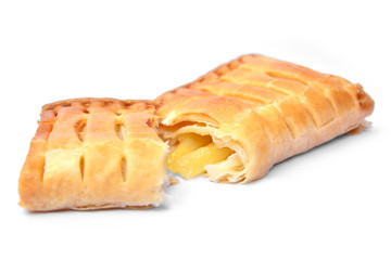 half pineapple pie isolaed on white background