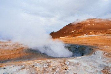 Geothermal area Namafjall with steam eruptions, Iceland, Europe