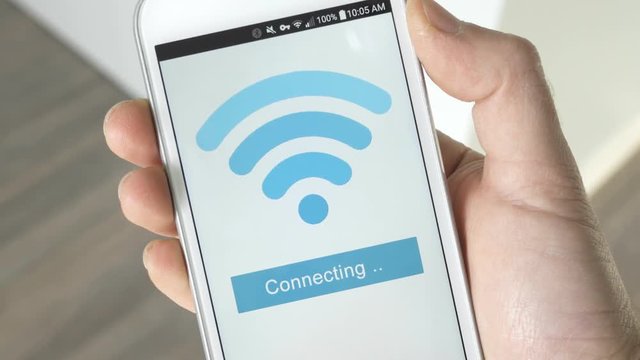 Smartphone connecting itself to the wi-fi network.