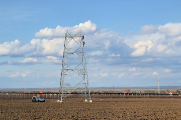 Power line under construction