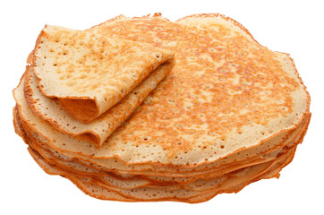 The top view on pancakes with holes.