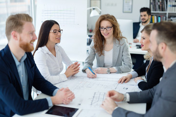 Fototapeta premium Group of architects working on project