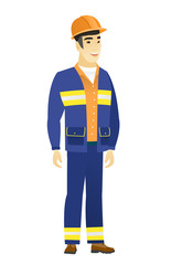 Young asian happy builder.