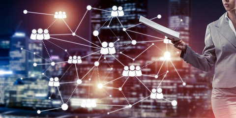 Concept of modern business networking that connect and cooperate