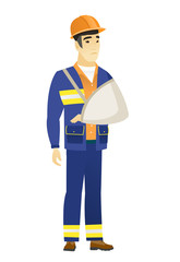 Injured builder with broken arm.