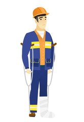 Injured builder with broken leg