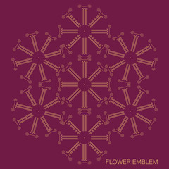 Flower emblem on claret background