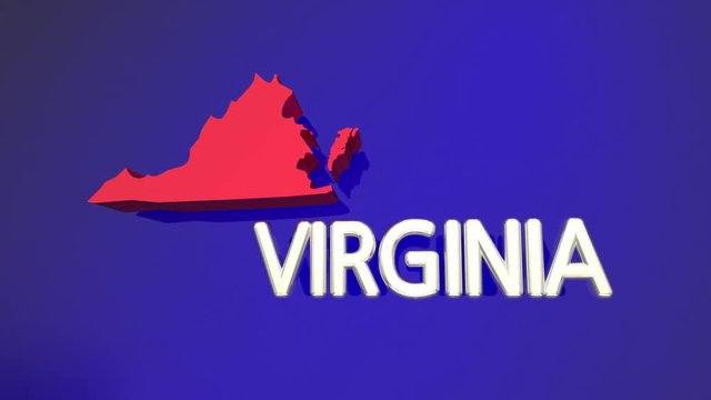 Virginia VA Red State Map Name 3d Animation