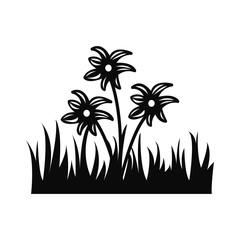 Flowers in grass vector silhouette