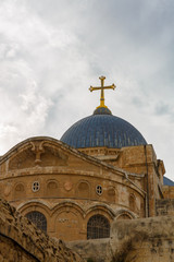 Fototapeta na wymiar Tall dome on Church of the Holy Sepulchre in Jerusalem