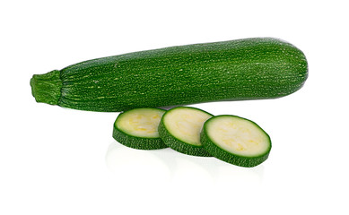 Fresh cutted zucchini isolated on a white background. Design element for product label.