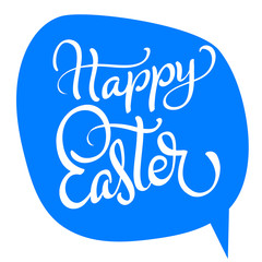 vector happy easter text on blue background. Calligraphy lettering Vector illustration EPS10