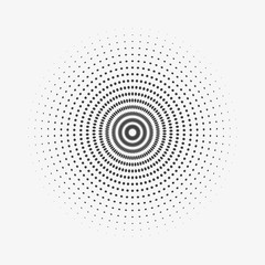 Halftone circle vector logo symbol, icon, design. abstract dotted globe isolated on white background. Vector illustration.