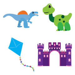 Naklejka premium Set of toys on a white background, Vector illustration