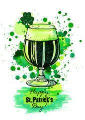 Glass of green beer, patrick's day