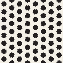 Geometric Scattered Shapes. Vector Seamless Black and White Pattern