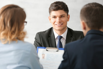 Human resources commission interviewing young man