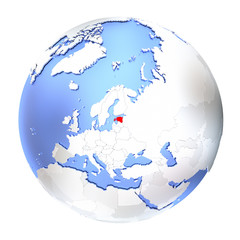 Estonia on metallic globe isolated