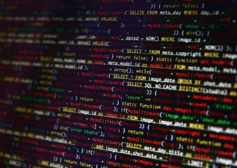Web site codes on computer monitor, closeup